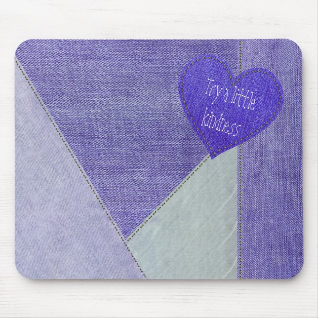 Purple Denim Heart with Quote Mouse Pad (Front)