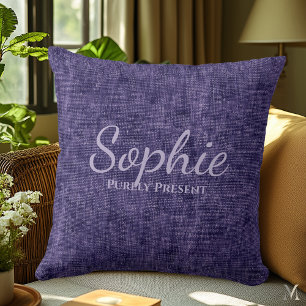 Purple Denim Texture Personalised Rustic home Cushion