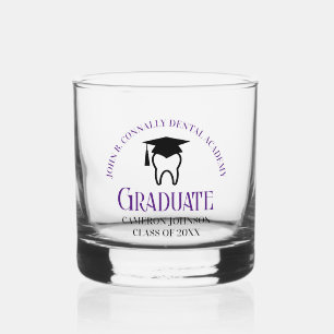 Purple Dental School Custom Dentist Graduation Whiskey Glass