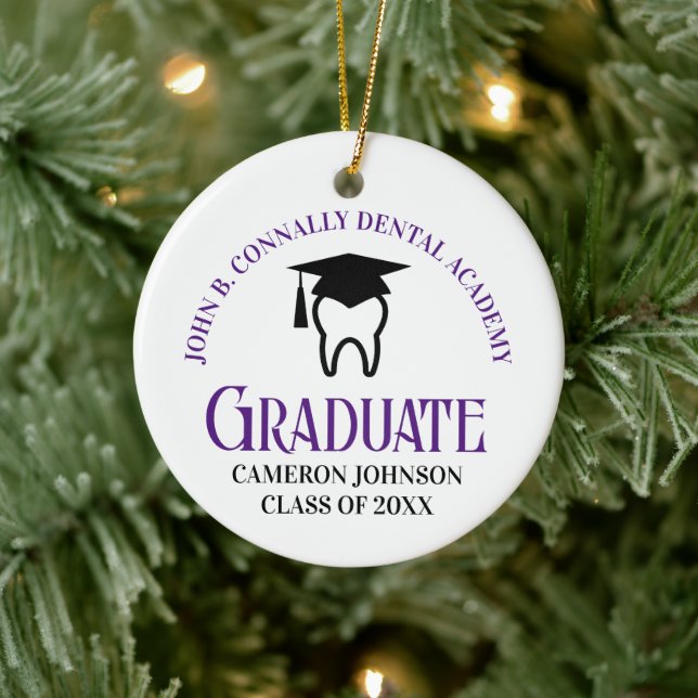 Purple Dental School Custom Graduation Christmas Ceramic Ornament (Tree)