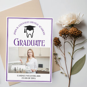 Purple Dental School Photo Custom Graduation Announcement