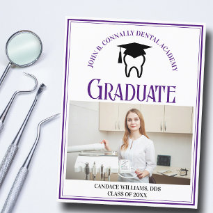 Purple Dental School Photo Custom Graduation Announcement Postcard