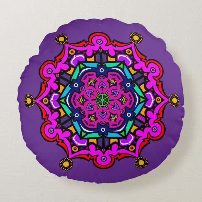 Purple design  round cushion (Front)