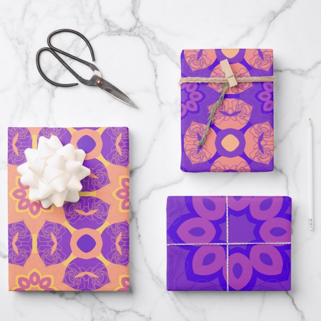 Purple design wrapping paper sheet (Front)