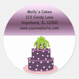 Purple Designer Cake Business Classic Round Sticker