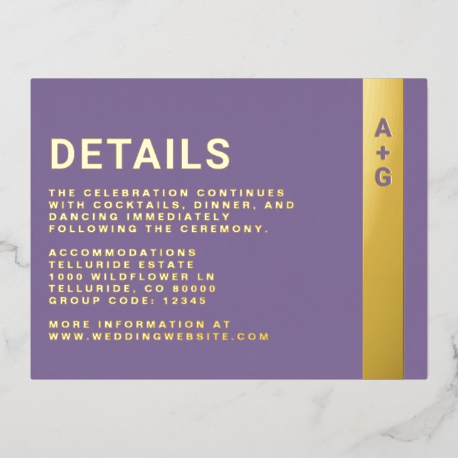 Purple Details Enclosure Card (Front)