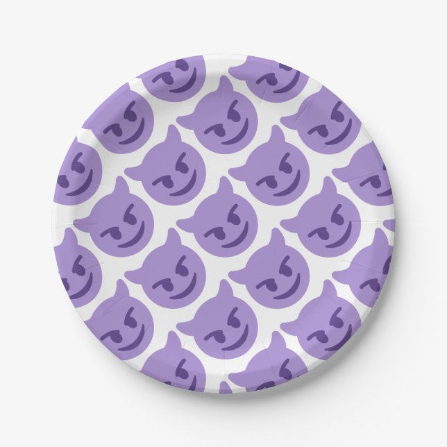 Purple Devil Emoji Paper Plate (Front)