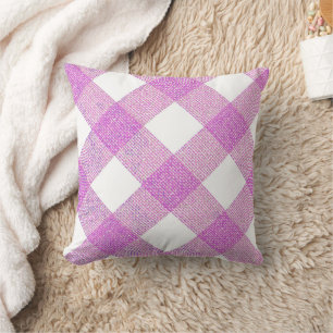 Purple Diagonal Buffalo Chequered Throw Pillow