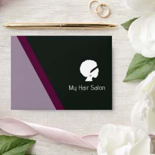 Purple diagonal lines on black envelope