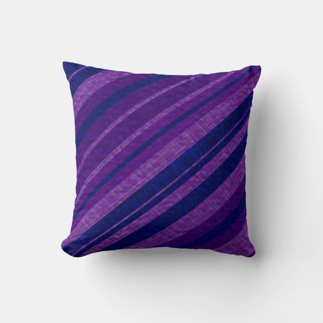 Purple Diagonal Stripes Cushion (Front)