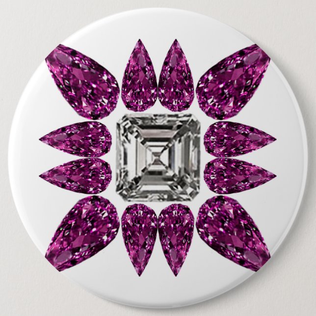 Purple Diamond 6 Cm Round Badge (Front)