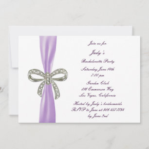 Purple Diamond Bow Bachelorette Party Invitation