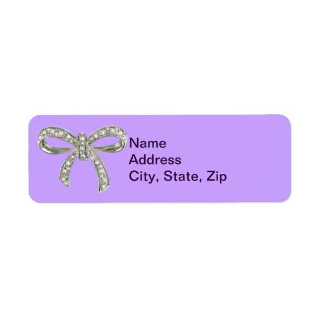 Purple Diamond Bow Wedding Address Labels (Front)