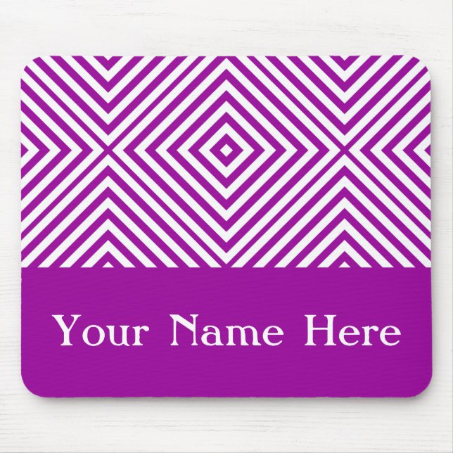 Purple Diamond Chevron with custom name Mouse Pad (Front)