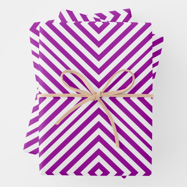 Purple Diamond Chevron Wrapping Paper Sheet (In situ)