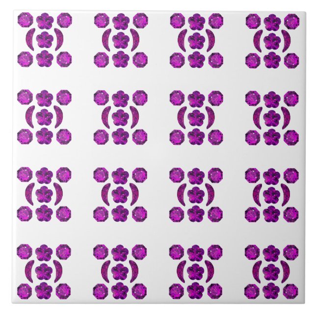 Purple Diamond Design Ceramic Tile (Front)