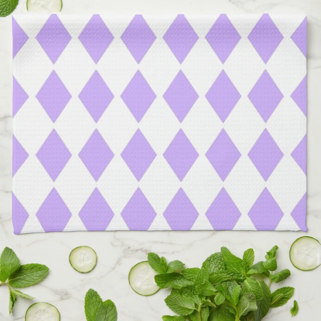 Purple Diamond Design Tea Towel (Folded)