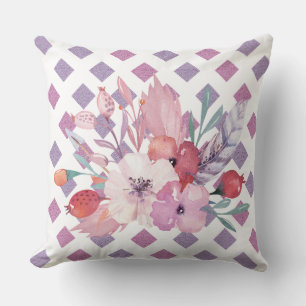 Purple Diamond Floral Reversible Pillow