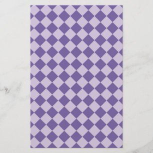 Purple Diamond Harlequin Checker Pattern Stationery