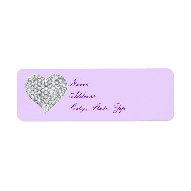Purple Diamond Heart Address Labels (Front)