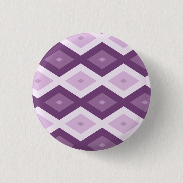 Purple diamond pattern 3 cm round badge (Front)