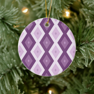 Purple diamond pattern ceramic ornament