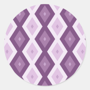 Purple diamond pattern classic round sticker