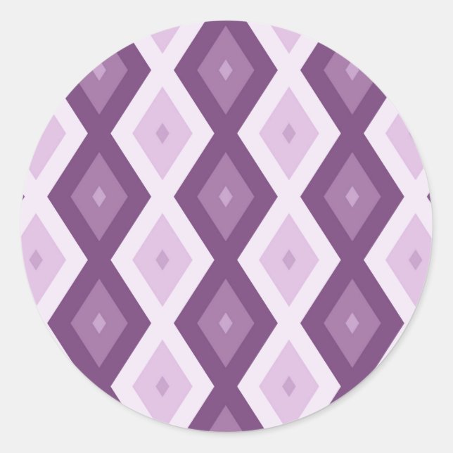 Purple diamond pattern classic round sticker (Front)