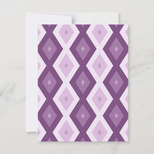Purple diamond pattern RSVP card (Front)