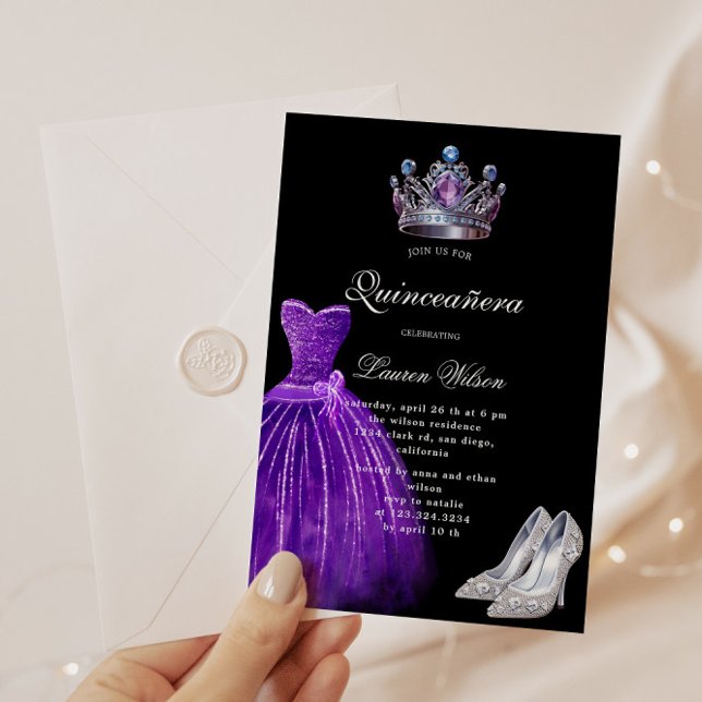 Purple Diamond Queen Exclusive Quinceañera Invitation (Creator Uploaded)
