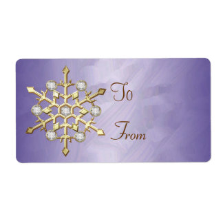 Purple Diamond Snowflake Gold Gift Tag