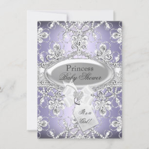 Purple Diamond Tiara Princess Baby Shower Invite