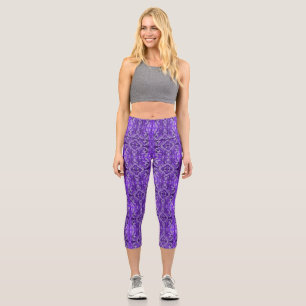 Purple Diamond-y Abstract Pattern Capri Leggings