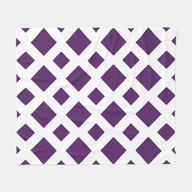 Purple Diamonds on White Fleece Blanket (Front (Horizontal))