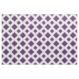 Purple Diamonds on White Geometric Fabric
