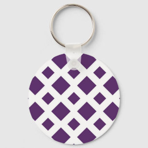 Purple Diamonds on White Key Ring