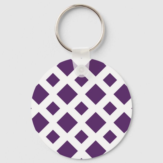 Purple Diamonds on White Key Ring (Front)
