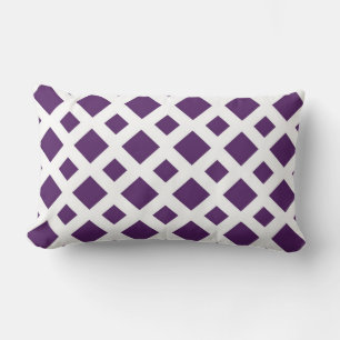 Purple Diamonds on White Lumbar Cushion
