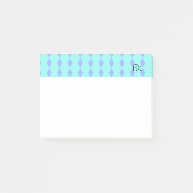 Purple Diamonds with Initials Post-it Notes (Front)