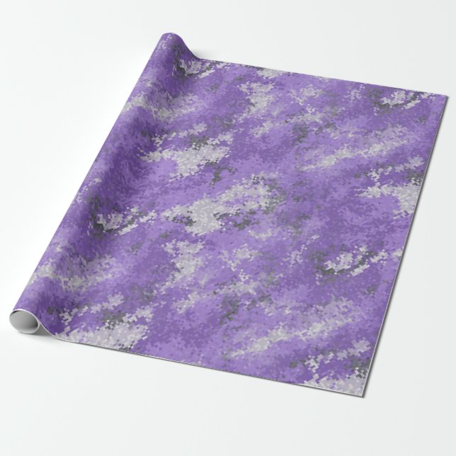 Purple Digi Camo Wrapping Paper (Unrolled)