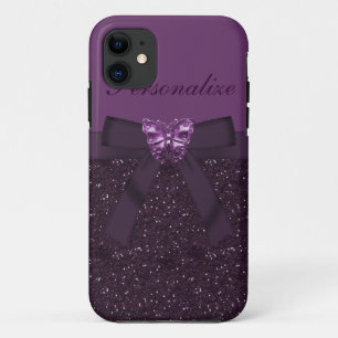 Purple Digital Glitter, Bow & Butterfly iPhone 11 Case