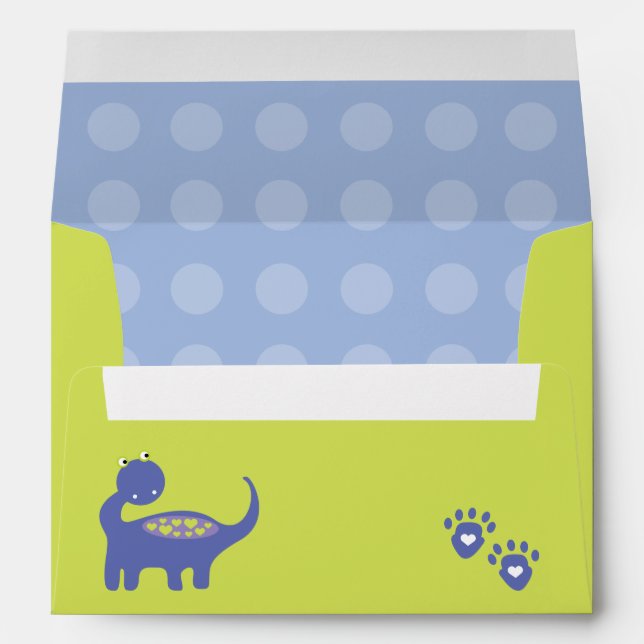 Purple Dinosaur Birthday with Dots Envelope (Back (Bottom))
