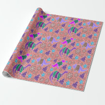 Purple Dinosaur Christmas wrapping paper 