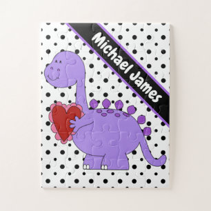 Purple Dinosaur, Cute Personalised Kids Jigsaw Puzzle
