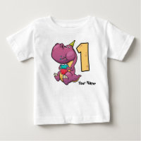 Purple Dinosaur T-Rex 1st Birthday