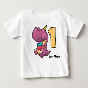 Purple Dinosaur T-Rex 1st Birthday Baby T-Shirt