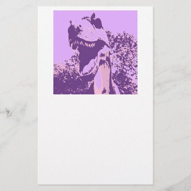 Purple Dinosaur T-Rex Stationery (Front)