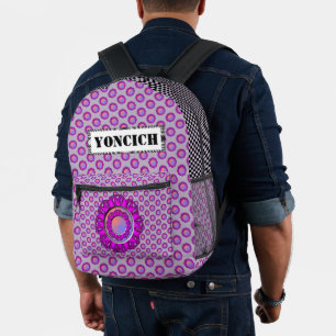 Purple Disc Ribbon by Kenneth Yoncich Printed Backpack