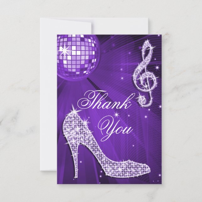 Purple Disco Ball Sparkle Heels Thank You (Front)