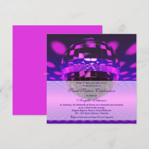 Purple Disco Ball Sweet 16 Birthday Invitation